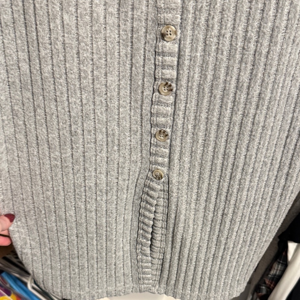 Frye Gray Ribbed Button-Down Duster - image 4